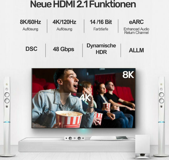 Unitek HDMI 2.1 Ultra High Speed 48Gbps 4K 120Hz HDR VRR Cable HDMI Male - HDMI Male 3m Black