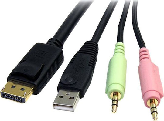 StarTech 4-in-1 USB DisplayPort KVM Switch Cable w/ Audio & Microphone 1.8m