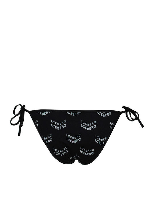 ICE1WBT14 Bikini Slip με Κορδονάκια Μαύρο