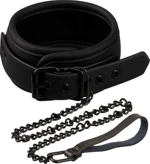 IntoYou Shadow Vegan Leather Collar With Leash Κολάρο σε Μαύρο Χρώμα