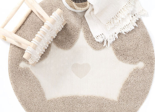 Royal Carpet Richie 15539 365 Παιδικό Χαλί Εκρού Στρογγυλό με Διάμετρο 120cm Πάχους 22mm