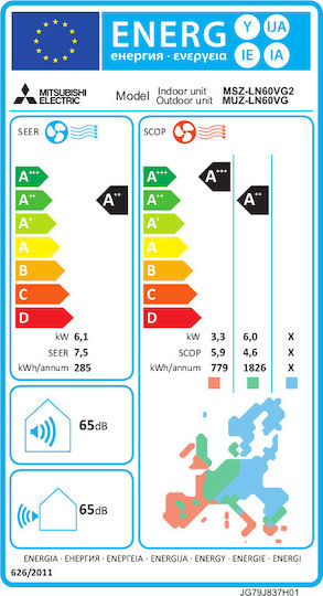 Mitsubishi Electric MSZ-LN VG2 Aparat De Aer Condiționat Inverter 22000 BTU A++/A++ Cu WiFi Și Tehnologie Plasma Quad Plus Negru Onyx