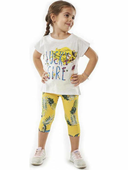 Εβίτα Kids Set with Leggings Summer 2pcs White