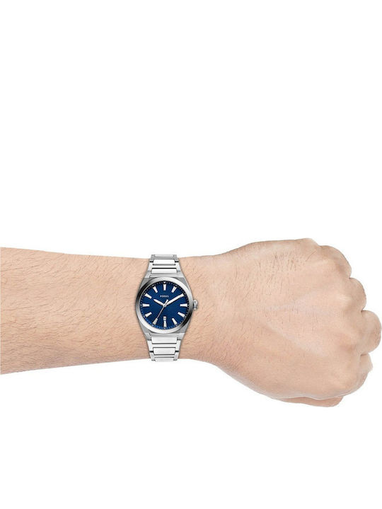Fossil Everett Silver Ρολόι Μπαταρίας με Μεταλλικό Μπρασελέ