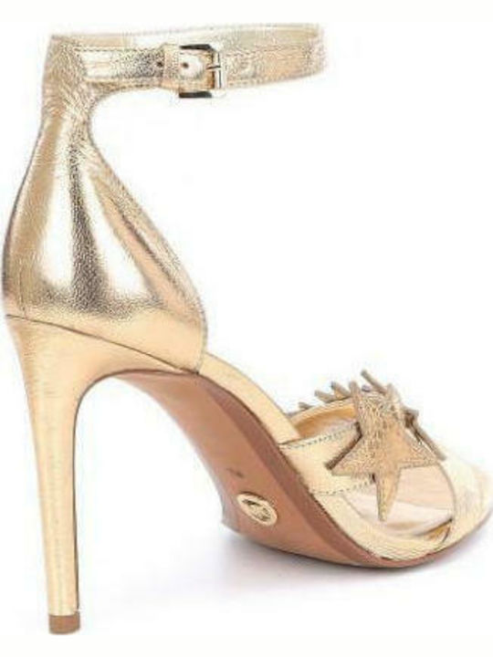 Michael Kors 40R8LXHA2M Leather Women's Sandals In Gold Colour