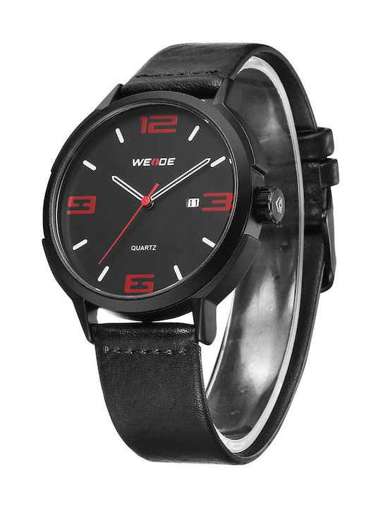 Weide Watch Battery with Black Leather Strap