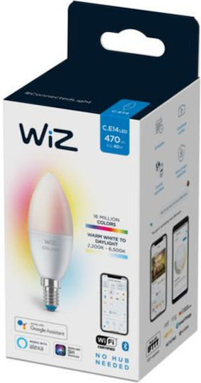 WiZ Smart LED Bulb 4.9W for Socket E14 and Shape C37 RGBW 470lm Dimmable