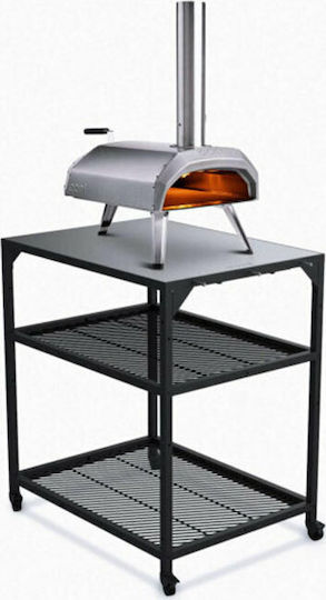 Rechteckig Beistelltisch Metall mit Rollen Silber B80xT60xH90cm