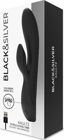 Black & Silver Kaultz Vibrator Kaninchen 20cm Black