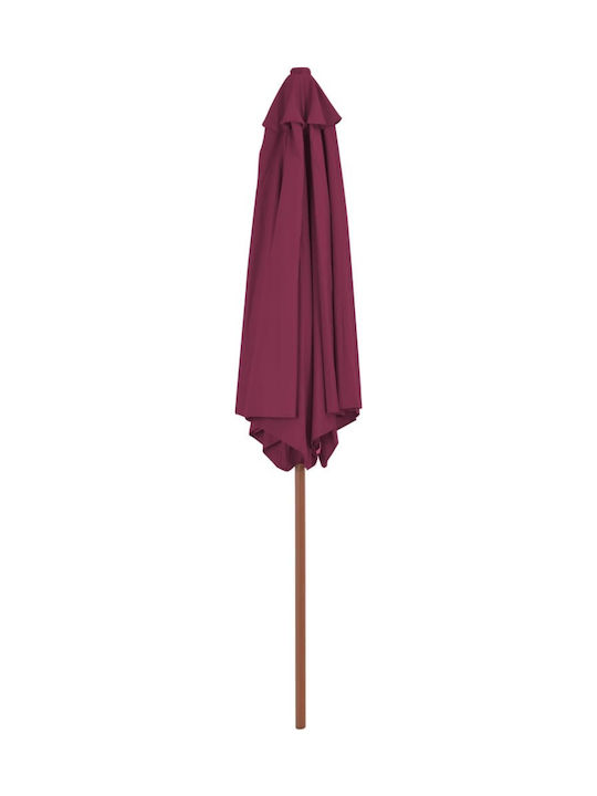 Round Wooden Burgundy Garden Umbrella Φ2.7m