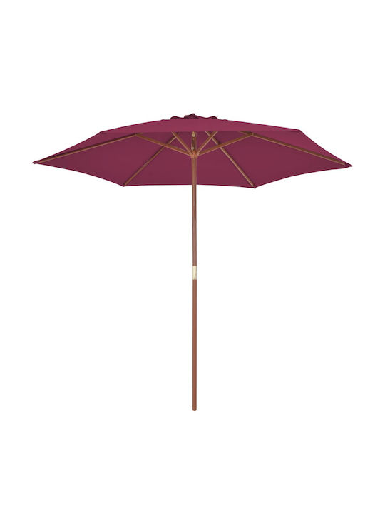 Round Wooden Burgundy Garden Umbrella Φ2.7m