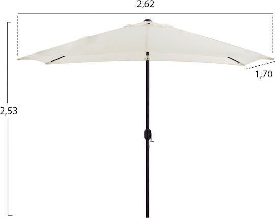 Umbrelă Pătrată Din Aluminiu Bej / Gri 2.62x1.70xÎnălțime 2.53m