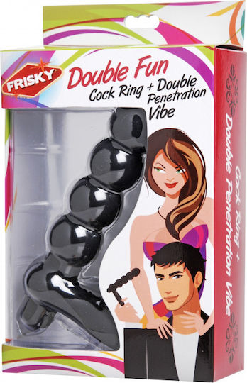 XR Frisky Double Fun Cock Ring with Double Penetration Vibe Vibrating Cock Ring Schwanz Black