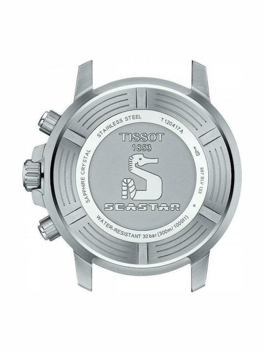Tissot Seastar 1000 Men's Watch 45.5mm Chronograph Battery with Black Rubber Strap