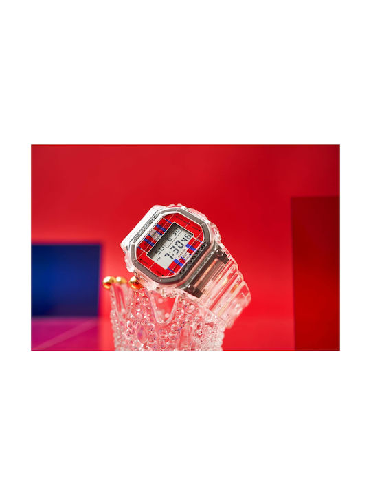 Casio G-Shock Digital Uhr Batterie mit Weiß Kautschukarmband