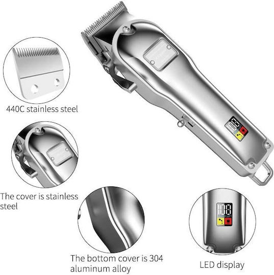Bioshev Professional Silver Cut Professional Rechargeable Hair Clipper Silver