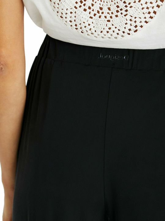 Women's High-waisted Fabric Trousers Black