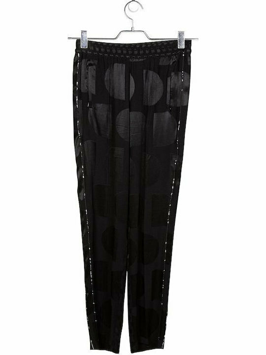 Agrinio Damen Stoff Hose mit Gummizug Schwarz