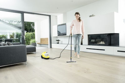 Karcher SC 4 EasyFix Dampfreiniger Druck 3.5bar mit Rädern Set mit Ersatz-Wischbezügen