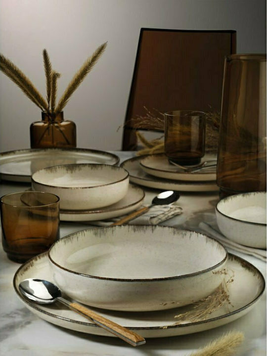 Max Home Mood Plate Soup made of Porcelain Beige with Diameter 20cm