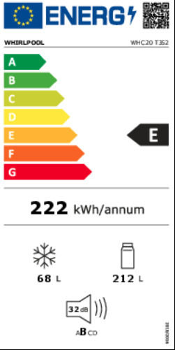 Whirlpool Εντοιχιζόμενος Ψυγειοκαταψύκτης 280lt Total NoFrost Υ193.5xΠ54xΒ54.5εκ. Λευκός WHC20 T352