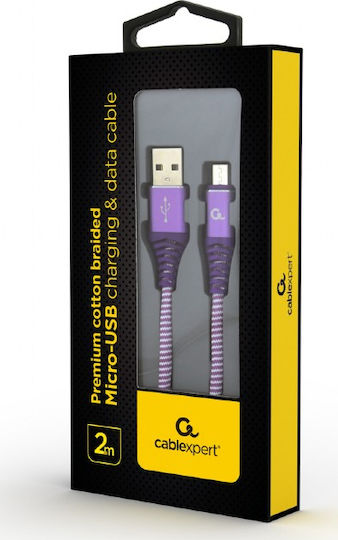 Gembird Regular USB 2.0 to micro USB Cable Μωβ 2m (CC-USB2B-AMMBM-2M-PW)