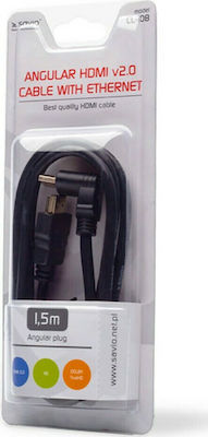 Savio HDMI 2.0 Angle (90°) Cable HDMI male - HDMI male 1.5m Black