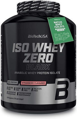 Biotech USA Iso Whey Zero Black Protein Whey with Creatine Gluten & Lactose Free with Flavor Strawberry 1.816kg