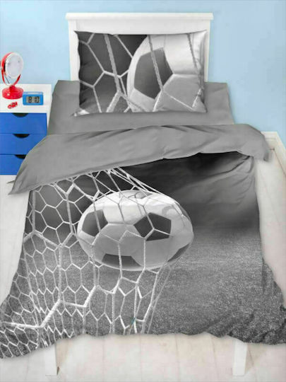 Flamingo Kids Sheets Set with Elastic Band Soccer Gray 160x250cm