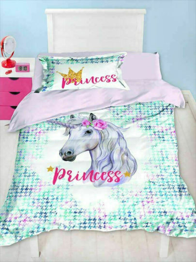 Flamingo Kids Sheets Set with Elastic Band Princess Unicorn Baby Pink 160x250cm