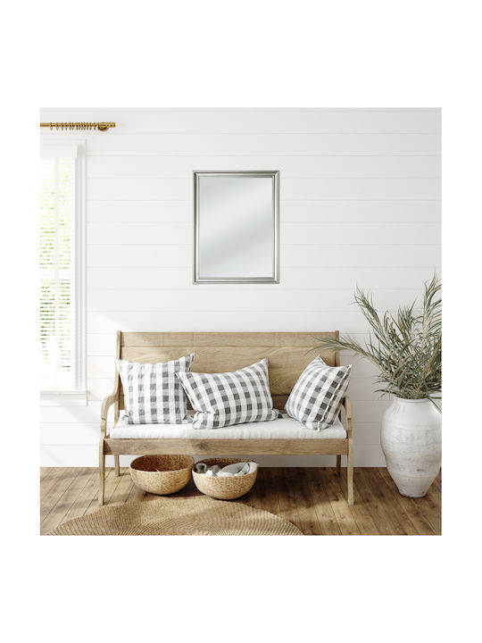 Liberta Frame Oglindă de Perete cu Argintiu Ramă din Lemn 80x60cm 1buc