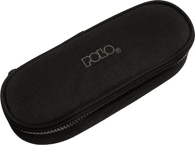 Polo Fabric Pencil Case Box with 1 Compartment Black