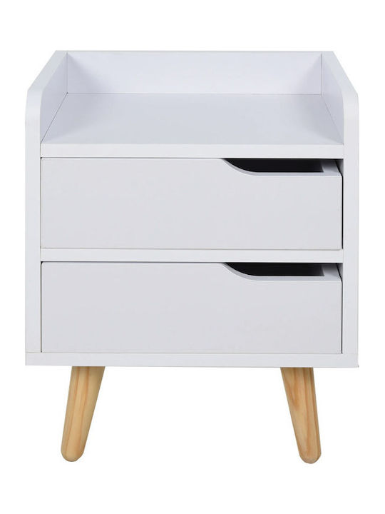 Wooden Bedside Table White 33x28x42cm