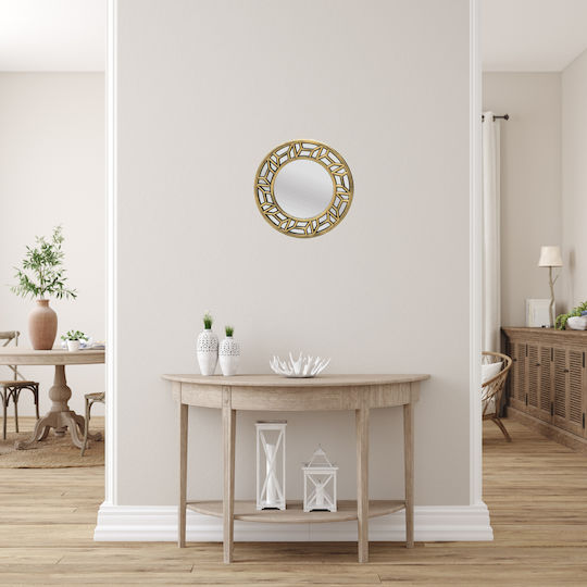 Click Wandspiegel mit Gold Kunststoff Rahmen Durchmesser 50cm 1Stück