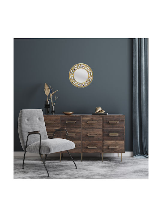 Click Wall Mirror with Gold Plastic Frame Diameter 50cm 1pcs