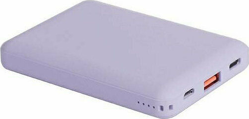 Uniq Fuele Mini Power Bank 8000mAh 18W με Θύρα USB-A και Θύρα USB-C Μωβ