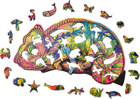 Puzzle Wood Trick Colorful Chameleon Puzzle 3D 143 Pieces