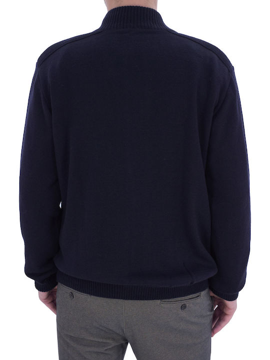 Guy Laroche Men's Cardigan with Zipper Navy Blue