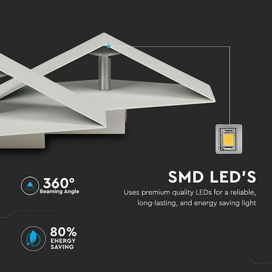 V-TAC Modern Leuchte Wand mit Integrierter LED und Neutralweißes Licht 44x33.5x7.5cm