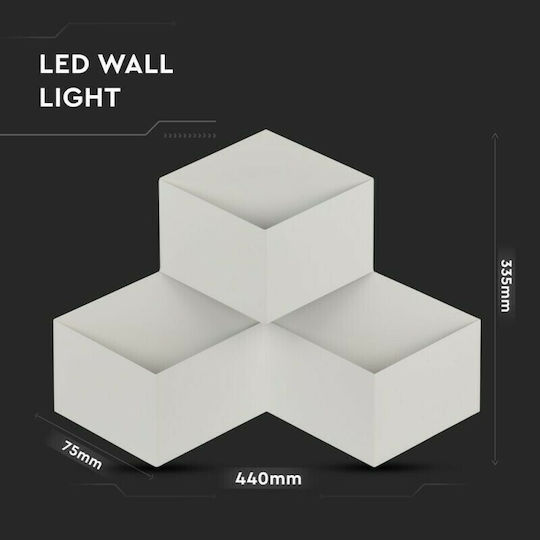 V-TAC Modern Leuchte Wand mit Integrierter LED und Neutralweißes Licht 44x33.5x7.5cm