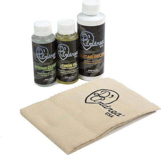D'Andrea Deluxe Guitar Care Kit Cleaning Accessory in Yellow Color