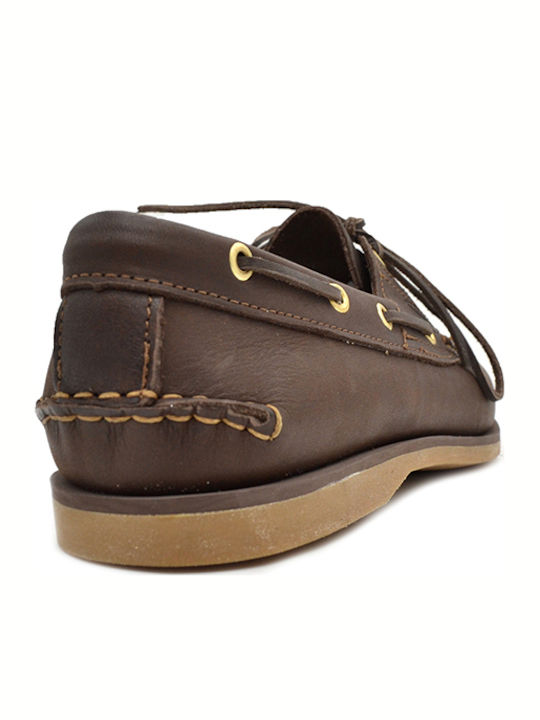 Las Vegas Men's Leather Boat Shoes Brown