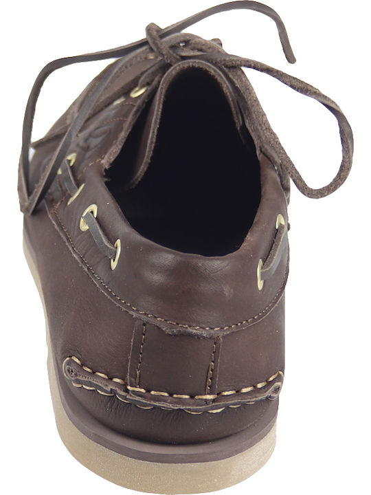 Las Vegas Men's Leather Boat Shoes Brown