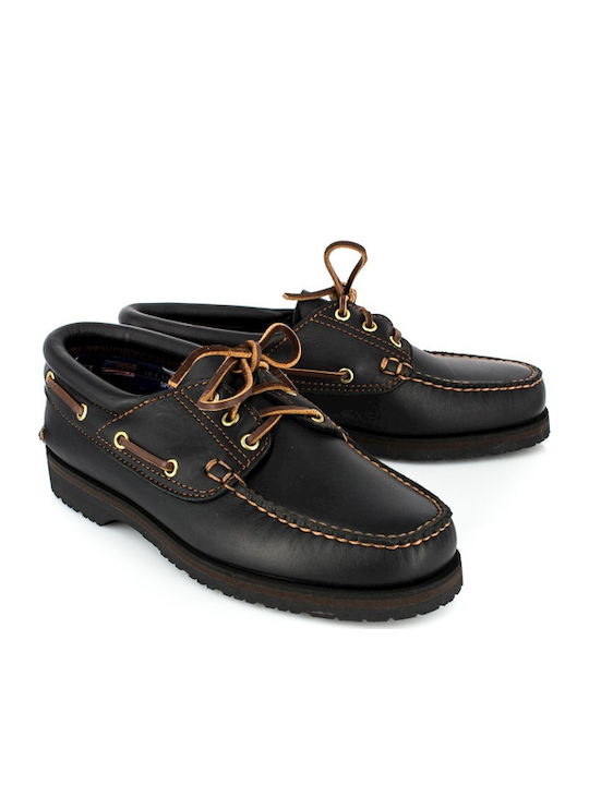 Memphis C55 Δερμάτινα Ανδρικά Boat Shoes σε Μαύρο Χρώμα