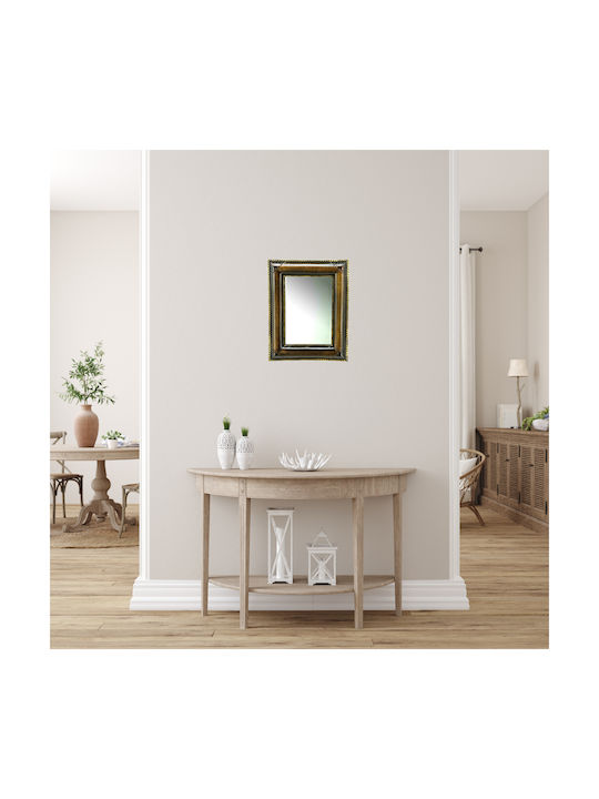 Artekko Δερμάτινος Wall Mirror with Coffee Metallic Frame 60x80cm 1pcs