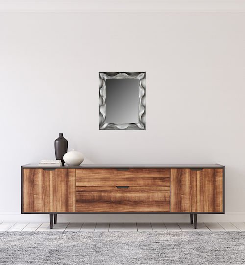 Homeplus Wandspiegel mit Silber Kunststoff Rahmen 75x60cm 1Stück