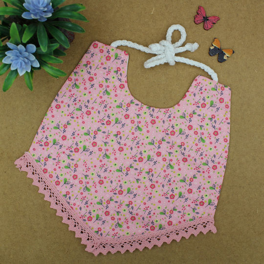 JFashion Floral Bandana Fabric with Lace Band Pink