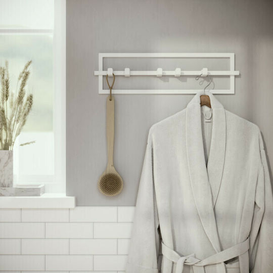 Umbra Metal Wall Hanger Cubiko with 5 Slots White 53x6x15cm
