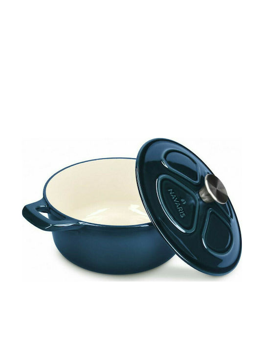 Navaris Cast Iron Stockpot 3.5lt / 24cm Dark Blue