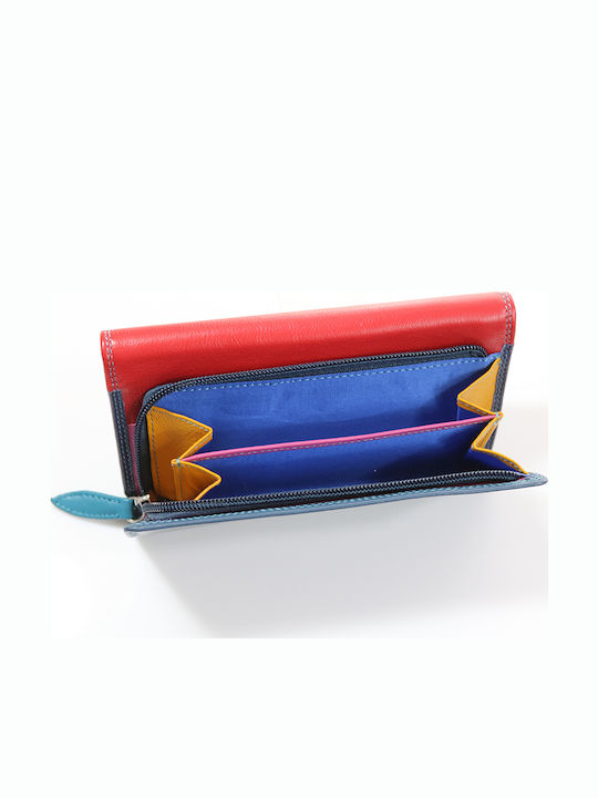 Groß Leder Damen Geldbörse Klassisch Blue/Red